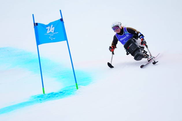 CORTINA, ITALIEN 20260312 Nette Kiviranta, Finland, under torsdagens storslalom damer (sittande) i Paralympics i Tofane Alpine Skiiing Center, Cortina. *** Bilden ingar i SPORTPAKET. För övriga BETALBILD *** CORTINA ITALIEN x10500x *** CORTINA, ITALY 20260312 Nette Kiviranta, Finland, during Thursdays womens giant slalom sitting in the Paralympics in Tofane Alpine Skiing Center, Cortina Picture in SPORT PACKAGE For others PAY PICTURE CORTINA ITALY x10500x  Copyright: xMagnusxLejhall ParasportxSverige TT TTx PARALYMPICS 2026 STORSLALOM