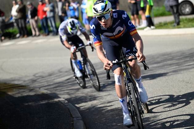 Paris Nice 2026 Stage 5 COLOMBIER-LE-VIEUX, FRANCE - MARCH 12 : Romeo Ivan (ESP) of Movistar Team during stage 5 of the 84th edition of Paris - Nice an UCI World Tour 2.UWT cycling road race stage for Men Elite of 205.4 km with start in Cormoranche-sur-Saone and finish in Colombier-le-Vieux on March 12, 2026 in Colombier-le-Vieux, France, 12 03 2026 ( Motordriver Guy De Vuyst - Colombier-le-Vieux France  Copyright: xNicoxVereeckenx