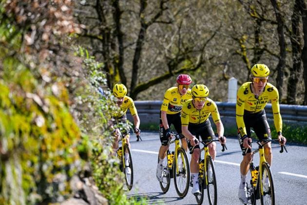 Danish Jonas Vingegaard of Team Visma-Lease a Bike pictured in action during the fifth stage of 84th edition of the Paris-Nice cycling race, a race from Cormoranche-sur-Saone to Colombier-le-Vieux (205,4km), on Thursday 12 March 2026. DAVIDxPINTENS  x167255099x