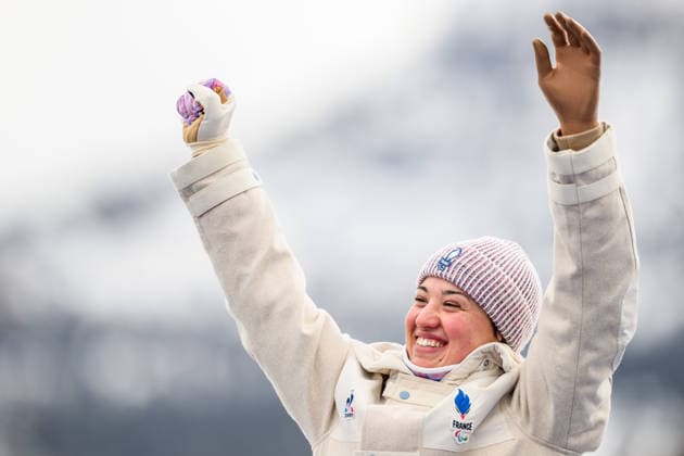 260312 Aurelie Richard of France celebrates on the podium after the third place in the women s para alpine giant slalom during day 6 of the Milano Cortina 2026 Winter Paralympic Games on March 12, 2026 in Cortina. Photo: Maxim Thore BILDBYRAN kod MT MT1020 alpint alpine skiing paralympic games paralympics paralympiska spel paralympiske leker vinter-paralympics winter paralympics milano cortina 2026 milano cortina 2026 winter paralympic games 6 bbeng storslalom jubel *** 260312 Aurelie Richard of France celebrates on the podium after the third place in the women s para alpine giant slalom during day 6 of the Milano Cortina 2026 Winter Paralympic Games on March 12, 2026 in Cortina Photo Maxim Thore BILDBYRAN kod MT MT1020 alpint alpine skiing paralympic games paralympiska spelen paralympiske leker vinter paralympics winter paralympics milano cortina 2026 milano cortina 2026 winter paralympic games 6 bbeng storslalom jubel  Copyright: MAXIMxTHORE BB260312MT060