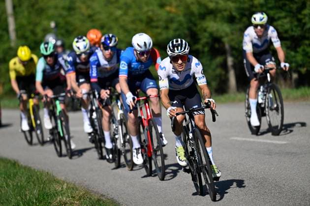Paris Nice 2026 Stage 5 COLOMBIER-LE-VIEUX, FRANCE - MARCH 12 : Cepeda Jefferson Alveiro (ECU) of Movistar Team during stage 5 of the 84th edition of Paris - Nice an UCI World Tour 2.UWT cycling road race stage for Men Elite of 205.4 km with start in Cormoranche-sur-Saone and finish in Colombier-le-Vieux on March 12, 2026 in Colombier-le-Vieux, France, 12 03 2026 ( Motordriver Guy De Vuyst - Colombier-le-Vieux France  Copyright: xNicoxVereeckenx