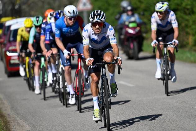 Paris Nice 2026 Stage 5 COLOMBIER-LE-VIEUX, FRANCE - MARCH 12 : Cepeda Jefferson Alveiro (ECU) of Movistar Team during stage 5 of the 84th edition of Paris - Nice an UCI World Tour 2.UWT cycling road race stage for Men Elite of 205.4 km with start in Cormoranche-sur-Saone and finish in Colombier-le-Vieux on March 12, 2026 in Colombier-le-Vieux, France, 12 03 2026 ( Motordriver Guy De Vuyst - Colombier-le-Vieux France  Copyright: xNicoxVereeckenx