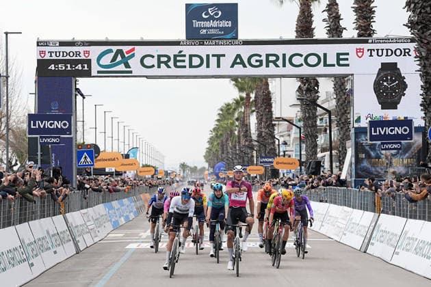 Van Der Poel Mathieu Of Alpecin-Premier Tech winner on the finish line during the 213-kilometer Stage 4 of the Tirreno-Adriatico cycling race from Tagliacozzo to Martinsicuro - Italy,- Thursday, March 12, 2026. - cycling .  Copyright: xMarcoxAlpozzi LaPressex
