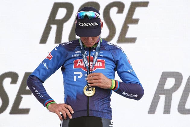 Van Der Poel Mathieu Of Alpecin-Premier Tech on the podium during the 213-kilometer Stage 4 of the Tirreno-Adriatico cycling race from Tagliacozzo to Martinsicuro - Italy,- Thursday, March 12, 2026. - cycling .  Copyright: xMarcoxAlpozzi LaPressex