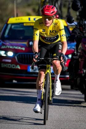 Danish Jonas Vingegaard of Team Visma-Lease a Bike pictured in action during the fifth stage of 84th edition of the Paris-Nice cycling race, a race from Cormoranche-sur-Saone to Colombier-le-Vieux (205,4km), on Thursday 12 March 2026. DAVIDxPINTENS  x167273434x