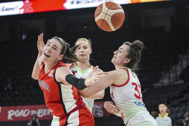 Hungary v Canada - FIBA Women s World Cup Qualifiers ISTANBUL, TURKIYE - MARCH 12: Hungary’s Panka Dul (33) and Canada’s Bridget Carleton (L) battle for the ball during the FIBA Women s Basketball World Cup Qualifiers Group C match between Hungary and Canada at the Turkcell Basketball Development Center in Istanbul, Turkiye, on March 12, 2026. Beyza Comert Anadolu Istanbul Turkey. Editorial use only. Please get in touch for any other usage.  Copyright: x2026xAnadoluxBeyzaxComertx
