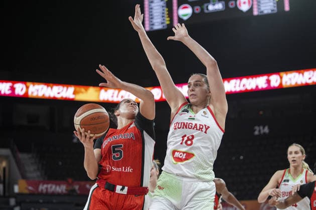 Hungary v Canada - FIBA Women s World Cup Qualifiers ISTANBUL, TURKIYE - MARCH 12: Hungary’s Aliz Varga (18) and Canada’s Kia Nurse (5) battle for the ball during the FIBA Women s Basketball World Cup Qualifiers Group C match between Hungary and Canada at the Turkcell Basketball Development Center in Istanbul, Turkiye, on March 12, 2026. Beyza Comert Anadolu Istanbul Turkey. Editorial use only. Please get in touch for any other usage.  Copyright: x2026xAnadoluxBeyzaxComertx