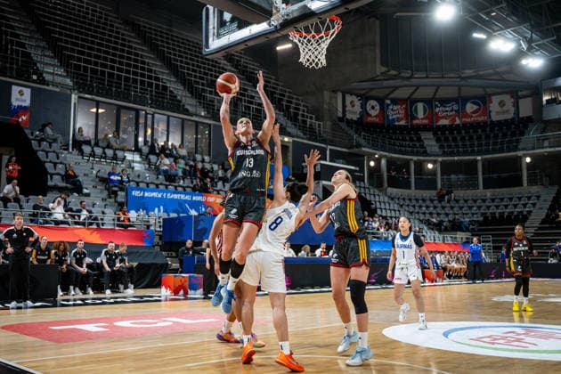 Basketball Villeurbanne 12 03 2026 Wommen™s Basketball World Cup 2026 Qualifying Tournament Philippines PHI Germany GER Leonie Fiebich Germany, No 13 Angelica Surada Philippines, No 08