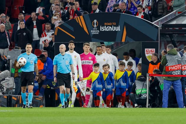 VfB Stuttgart and FC Porto take to the field , Germany, Football, UEFA Europa League, Round of 16, 2025 2026, VfB Stuttgart vs FC Porto, 12 03 2026, Stuttgart Arena Stuttgart Germany Copyright: xGrantxHubbsx