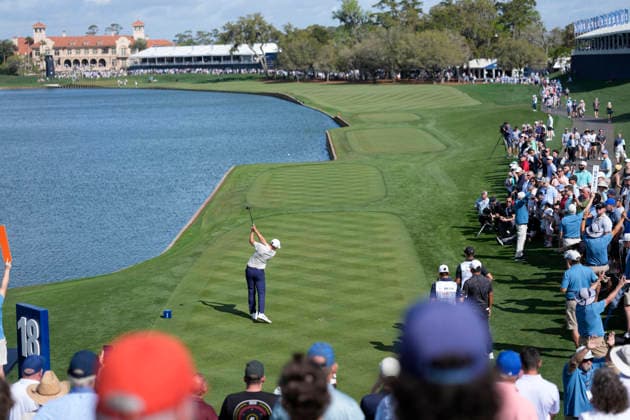 March 12, 2026, Ponte Vedra, Florida, USA: March 12, 2026, Ponte Vedra, Florida.Ludvig Aberg (Sweden) hits his tee shot on the 18th hole during the first round of The PLAYERS Championship at TPC Sawgrass. PGA, Golf Herren Tour 2026: The PLAYERS Championship  - ZUMAd212 20260312_zsp_d212_015 Copyright: xRichardxDolex