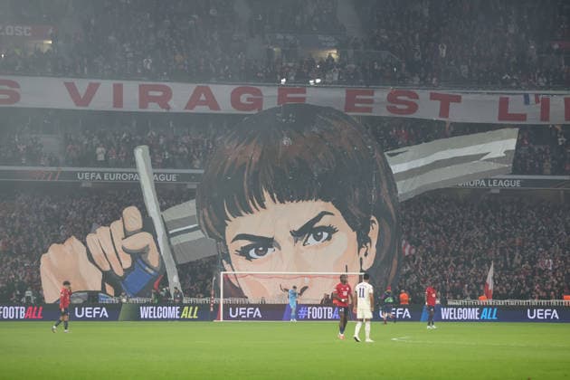 FOOTBALL : LOSC Lille vs Aston Villa FC - UEFA Europa League - 12 03 2026 Tifo supporters lillois lors du match LOSC Lille vs Aston Villa FC, UEFA Europa League 8eme de finale aller, Decathlon Arena stade Pierre Mauroy, le 12 mars 2026 - photo Laurent Sanson PsnewZ  Copyright: xLaurentxSANSONx xPsnewZx