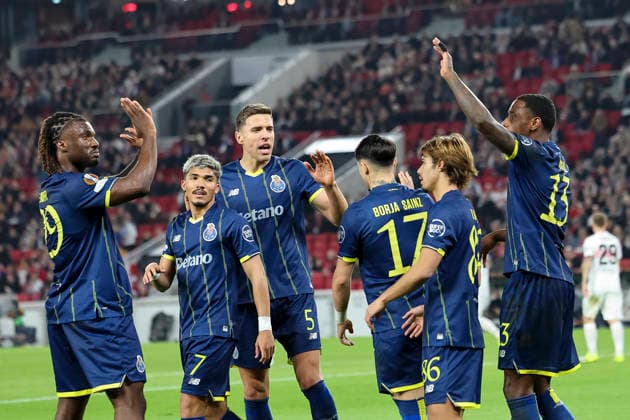 Goal celebration FC Porto at 0 1 by Terem Moffi FC Porto, 29 , Germany, Football, UEFA Europa League, Round of 16, 2025 2026, VfB Stuttgart vs FC Porto, 12 03 2026, Stuttgart Arena Stuttgart Germany Copyright: xGrantxHubbsx