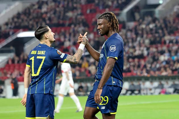 Goal celebration FC Porto at 0 1 by Terem Moffi FC Porto, 29 , Germany, Football, UEFA Europa League, Round of 16, 2025 2026, VfB Stuttgart vs FC Porto, 12 03 2026, Stuttgart Arena Stuttgart Germany Copyright: xGrantxHubbsx