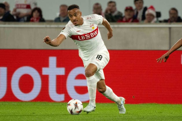 Jamie Leweling VfB Stuttgart xettx, Germany, Stuttgart, 12 03 2026, Football, UEFA Europa League VfB Stuttgart vs FC Porto, Season 2025 2026, Round of 16, MHP Arena