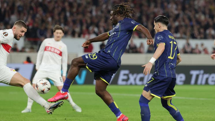 12 03 2026, Stuttgart, Football UEFA Europa League, Season 2025 2026, VfB Stuttgart vs FC Porto, Terem Moffi Porto scores the goal to make it 2 0