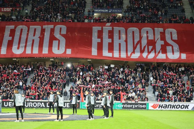 FOOTBALL : LOSC Lille vs Aston Villa FC - UEFA Europa League - 12 03 2026 Supporters de Lille lors du match LOSC Lille vs Aston Villa FC, UEFA Europa League 8eme de finale aller, Decathlon Arena stade Pierre Mauroy, le 12 mars 2026 - photo Laurent Sanson PsnewZ  Copyright: xLaurentxSANSONx xPsnewZx