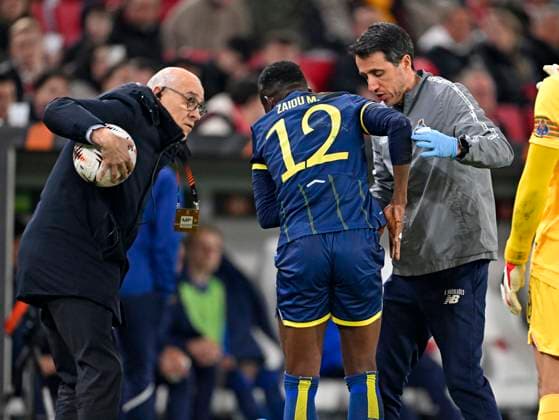 12 03 2026, Football UEFA Europa League 2025 2026 Round of 16, VfB Stuttgart FC Porto, in the MHP Arena Stuttgart, Zaidu Sanusi FC Porto beaten DFL and DFB regulations prohibit any use of photographs as image sequences and or quasi video