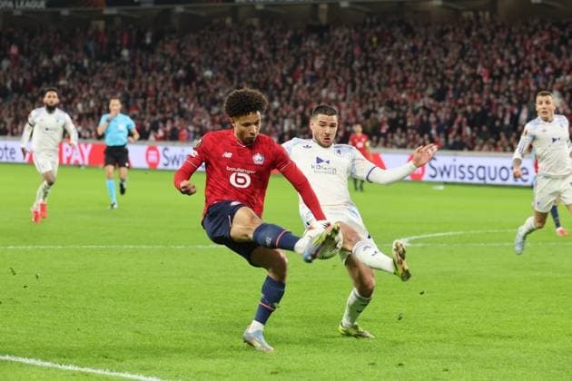 LILLE - ASTON VILLA PHOTOPQR VOIX DU NORD STEPHANE MORTAGNE ; 12 03 2026 ; Villeneuve d Ascq, le 12 03 2026, Football, 1 8eme de Final de la League Europa VOIX DU NORD Lille vs Aston Villa, Europa league NORD France  Copyright: xPHOTOPQR VOIXxDUxNORD MAXPPPxSTEPHANExMORTAGNEx 20260312VDN2280 20260312VDN2280
