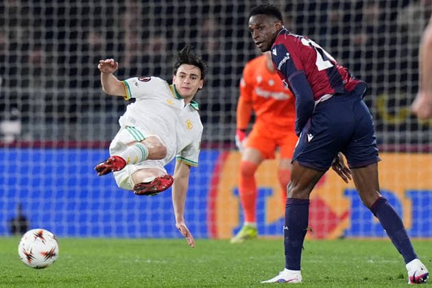 Roma™s Niccolo Pisilli during the Uefa Europa League soccer match between Bologna and Roma at the Dall™Ara Stadium in Bologna , north Italy - Thursday , March 12 , 2026. - Soccer .  Copyright: xSpada LaPressex