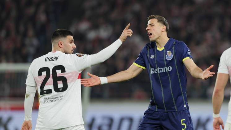 12 03 2026, Stuttgart, Football UEFA Europa League, Season 2025 2026, VfB Stuttgart vs FC Porto, Deniz Undav VfB Jan Bednarek Porto