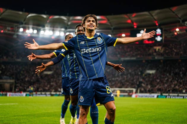 12 03 2026, xdaymx, Football UEFA Europa League, VfB Stuttgart FC Porto goal celebration to 0 2 by Rodrigo Mora Porto DFL DFB REGULATIONS PROHIBIT ANY USE OF PHOTOGRAPHS as IMAGE SEQUENCES and or QUASI VIDEO Stuttgart