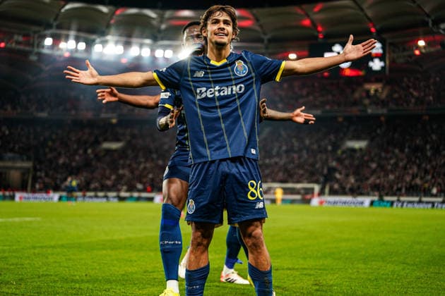 12 03 2026, xdaymx, Football UEFA Europa League, VfB Stuttgart FC Porto goal celebration to 0 2 by Rodrigo Mora Porto DFL DFB REGULATIONS PROHIBIT ANY USE OF PHOTOGRAPHS as IMAGE SEQUENCES and or QUASI VIDEO Stuttgart