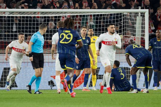 Goal celebration VfB Stuttgart at 1 2 by Deniz Undav VfB Stuttgart, 26 , Germany, Football, UEFA Europa League, Round of 16, 2025 2026, VfB Stuttgart vs FC Porto, 12 03 2026, Stuttgart Arena Stuttgart Germany Copyright: xGrantxHubbsx