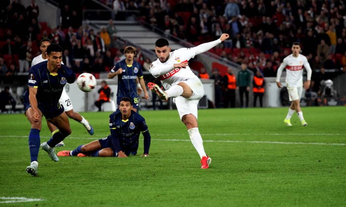 12 03 26 VfB Stuttgart FC Porto Germany, Stuttgart, 12 03 2026, Football, UEFA Europa League, Round of 16, VfB Stuttgart FC Porto Deniz Undav VfB Stuttgart Goal 1 2 Undav