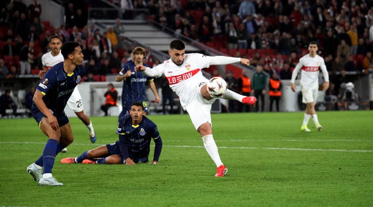 12 03 26 VfB Stuttgart FC Porto Germany, Stuttgart, 12 03 2026, Football, UEFA Europa League, Round of 16, VfB Stuttgart FC Porto Deniz Undav VfB Stuttgart Goal 1 2 Undav