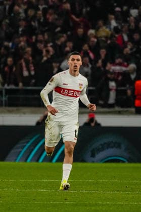 12 03 2026, xdaymx, Football UEFA Europa League, VfB Stuttgart FC Porto goal celebration to 1 2 by El Khannouss Bilal Stuttgart DFL DFB REGULATIONS PROHIBIT ANY USE OF PHOTOGRAPHS as IMAGE SEQUENCES and or QUASI VIDEO Stuttgart