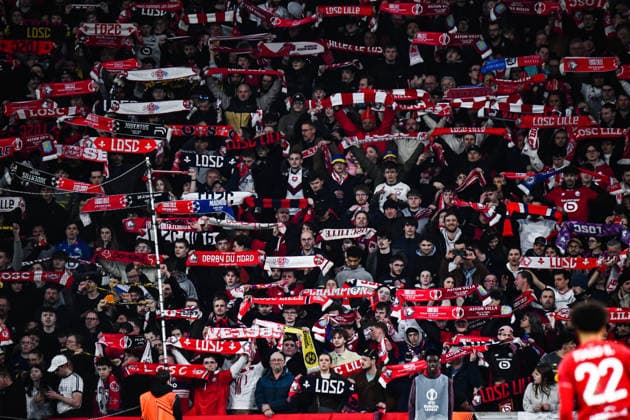 FOOTBALL: LILLE OSC - ASTON VILLA Baptiste AUTISSIER MAXPPP - Lille 12 03 2026 Baptiste AUTISSIER Maxppp Lille ; 12 03 2026 ; Supporters du LOSC lors du match Lille OSC vs Aston Villa, 8e de finale aller de la ligue de l‚ÄôEuropa League a Lille le 12 Mars 2026. Lille vs Aston Villa, Europa league Lille Lille Haut de France France  Copyright: xMAXPPPxBaptistexAUTISSIERx BAU202603122346 BAU202603122346