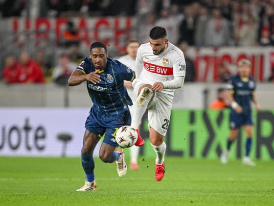 Pablo Rosario FC Porto and Deniz Undav VfB Stuttgart battle for the ball during the UEFA Europa League 2025 26 Round of 16 First Leg match between VfB Stuttgart and FC Porto at Stuttgart Arena on March 12, 2026 in Stuttgart, Germany Photo by Harry Langer DeFodi Images