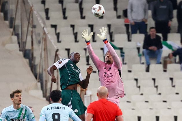 Panathinaikos F.C. v Real Betis UEFA Europa League Alban Lafont of Panathinaikos F.C. during the UEFA Europa League Round of 16 First Leg match at the Olympic Stadium (Greece), Marousi 12 03 2026 UK Newspapers OUT Copyright: xYannisxHalasx FIL-23117-0048