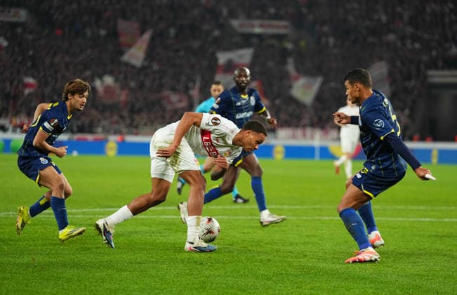 Nikolas Nartey VfB Stuttgart controls the ball during Stuttgart and Porto at MHPArena, Stuttgart, Germany on March 12, 2026 Thor Wegner DeFodi Images Photo by DeFodi Images