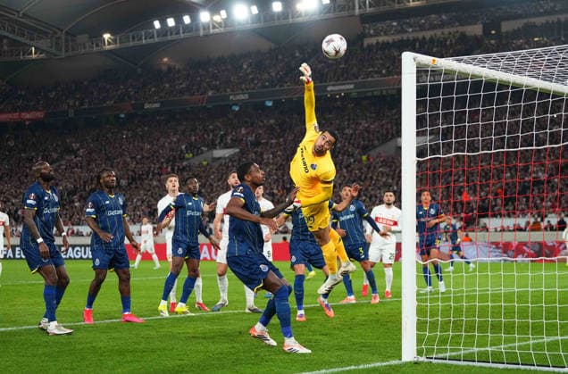 Diogo Costa FC Porto controls the ball during Stuttgart and Porto at MHPArena, Stuttgart, Germany on March 12, 2026 Thor Wegner DeFodi Images Photo by DeFodi Images