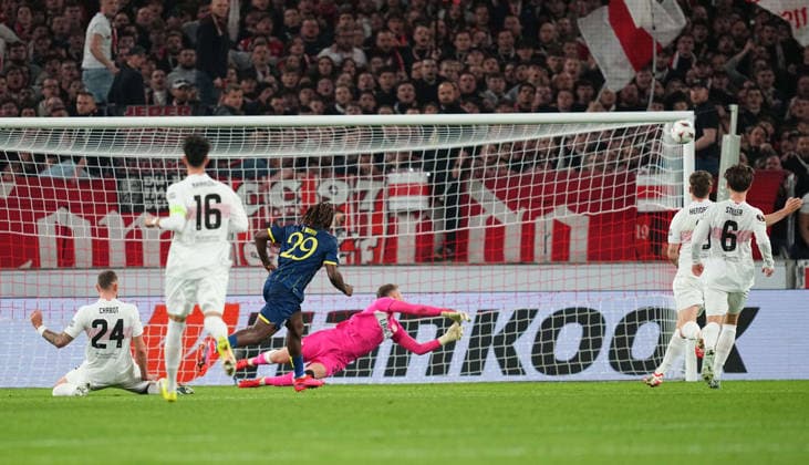 Terem Moffi FC Porto shoots on goal during Stuttgart and Porto at MHPArena, Stuttgart, Germany on March 12, 2026 Thor Wegner DeFodi Images Photo by DeFodi Images