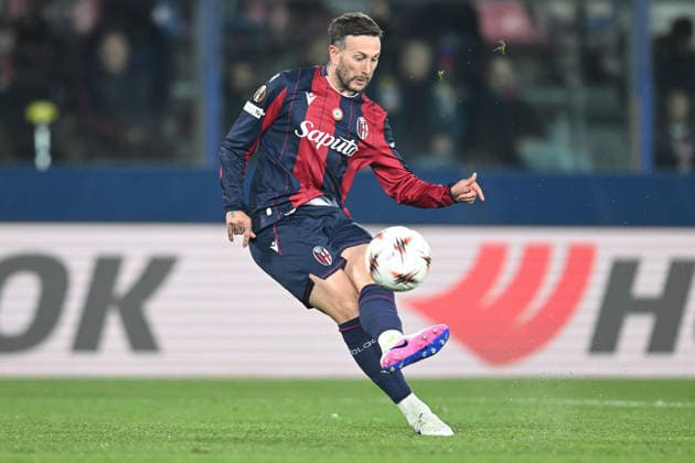 Foto IPP Roberto Ramaccia Bologna 12 3 2026 Uefa Europa League 2025 2026 Bologna vs Roma Nella foto Federico Bernardeschi of Bologna FC Segna il gol del 1-0 Italy Photo Press - World Copyright Bologna italy Italia ITALY  Copyright: xR4924_italyphotopressx