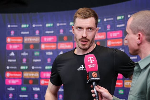 Andreas Obst FC Bayern Basketball, 13 at the pre-match interview, GER, FC Bayern Basketball vs Anadolu Efes Istanbul, Basketball, Euroleague, Matchday 31, Season 2025 2026, 12 03 2026, GER, FC Bayern Basketball vs Anadolu Efes Istanbul, Basketball, Euroleague, Matchday 31, Season 2025 2026, 12 03 2026 Muenchen Copyright: xEibner-Pressefoto JennixMaulx EP_JML