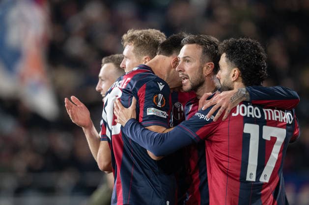 Foto IPP Damiano Fiorentini Bologna 12 03 2026 Calcio Europa League 2025-2026 partita: Bologna-Roma nella foto: Federico Bernardeschi esultanza gol Italy Photo Press World Copyright italy ITALY  Copyright: xR4924_italyphotopressx
