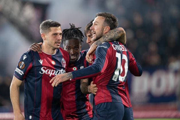 Foto IPP Damiano Fiorentini Bologna 12 03 2026 Calcio Europa League 2025-2026 partita: Bologna-Roma nella foto: Federico Bernardeschi esultanza gol Italy Photo Press World Copyright italy ITALY  Copyright: xR4924_italyphotopressx