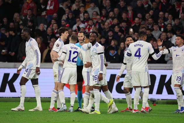 FOOTBALL : LOSC Lille vs Aston Villa FC - UEFA Europa League - 12 03 2026 Joie des joueurs de Aston Villa FC apres le but de Ollie WATKINS (Aston Villa FC) lors du match LOSC Lille vs Aston Villa FC, UEFA Europa League 8eme de finale aller, Decathlon Arena stade Pierre Mauroy, le 12 mars 2026 - photo Laurent Sanson PsnewZ  Copyright: xLaurentxSANSONx xPsnewZx
