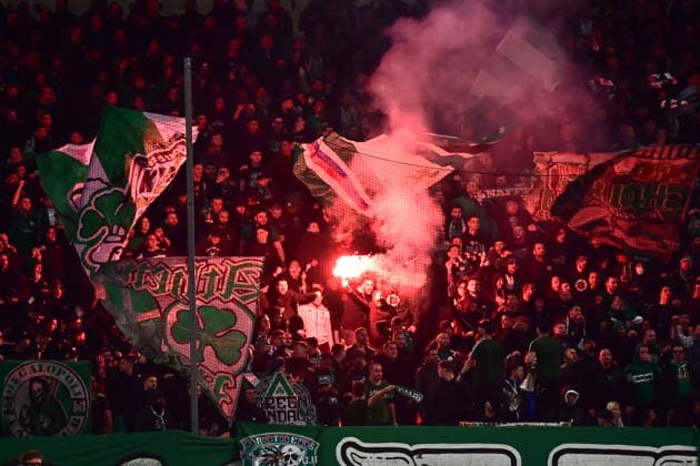 UEFA Europa League, Panathinaikos FC vs Real Betis - Fans of Panathinaikos react during the UEFA Europa League round of 16 1st leg soccer match between Panathinaikos FC and Real Betis held at Olympic Athletic Center of Athens in Athens, Greece, 12 March 2026. IMAGO ONE INCH PRODUCTIONS ATHENS Greece Copyright: xOnexInchxProductionsx 6889998