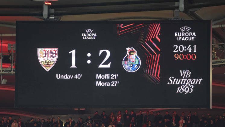 12 03 2026, Stuttgart, Football UEFA Europa League, Season 2025 2026, VfB Stuttgart vs FC Porto, Scoreboard with final result