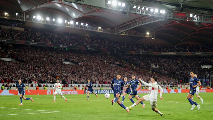 12 03 2026, Stuttgart, Football UEFA Europa League, Season 2025 2026, VfB Stuttgart vs FC Porto, Match scene with Bilai El Khannouss VfB