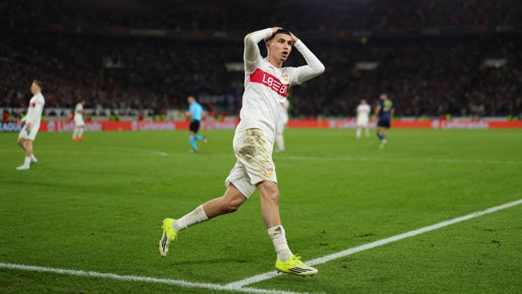12 03 2026, Stuttgart, Football UEFA Europa League, Season 2025 2026, VfB Stuttgart vs FC Porto, Bilai El Khannouss VfB v