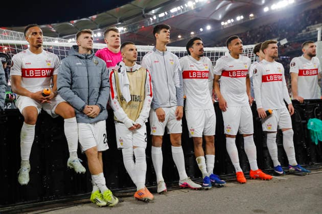 VfB Stuttgart after the match with the fans , Germany, Football, UEFA Europa League, Round of 16, 2025 2026, VfB Stuttgart vs FC Porto, 12 03 2026, Stuttgart Arena Stuttgart Germany Copyright: xGrantxHubbsx