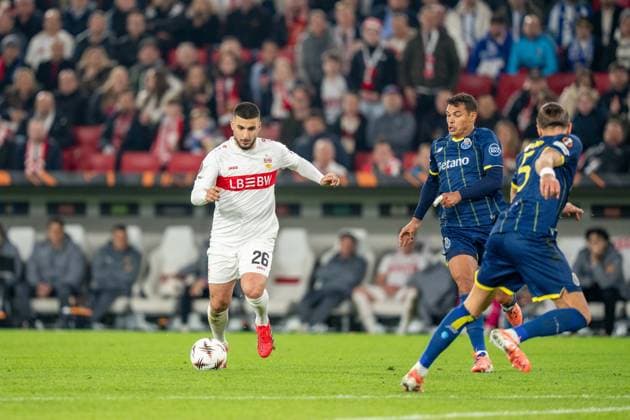 Deniz Undav VfB Stuttgart, 26 on the ball, VfB Stuttgart vs FC Porto, Football, Europa League, Round of 16, First leg, 12 03 2026 Stuttgart Baden Wuerttemberg Germany Copyright: xkolbert-press PhilipxZieglerx