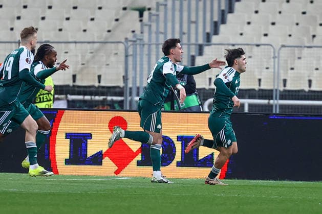 Panathinaikos F.C. v Real Betis UEFA Europa League Vicente Taborda of Panathinaikos F.C. celebrates scoring a goal during the UEFA Europa League Round of 16 First Leg match at the Olympic Stadium (Greece), Marousi 12 03 2026 UK Newspapers OUT Copyright: xYannisxHalasx FIL-23117-0079