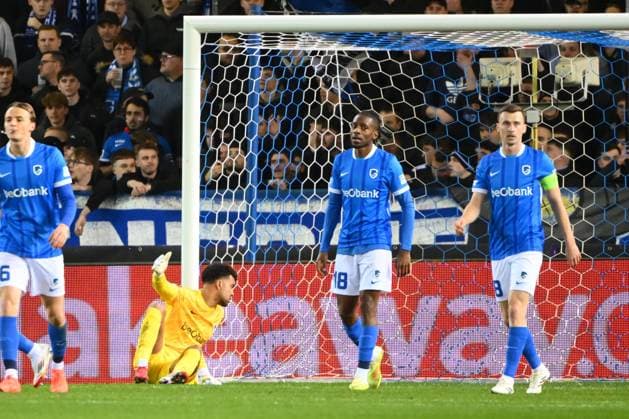KRC Genk v Freiburg - UEFA Europa League GENK, BELGIUM - MARCH 12 : Lawal Tobias goalkeeper of KRC Genk looks dejected during the UEFA Europa League 2025 26 round of 16 match first leg between KRC Genk and Freiburg on March 12, 2026 in Genk, Belgium, 12 03 2026 Genk Belgium  Copyright: xVincentxKalutx