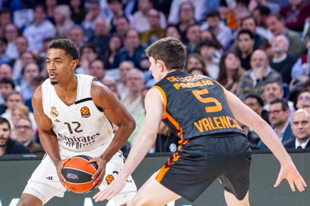 ESP Real Madrid v Valencia Basket Euroleague Theo Maledon of Real Madrid during the Euroleague match, between Real Madrid and Valencia Basket played at Movistar Arena Stadium on March 12, 2026 in Madrid Spain Madrid Spain Basketball Copyright: xAlbaxPachecox xAgenciaxLOFx